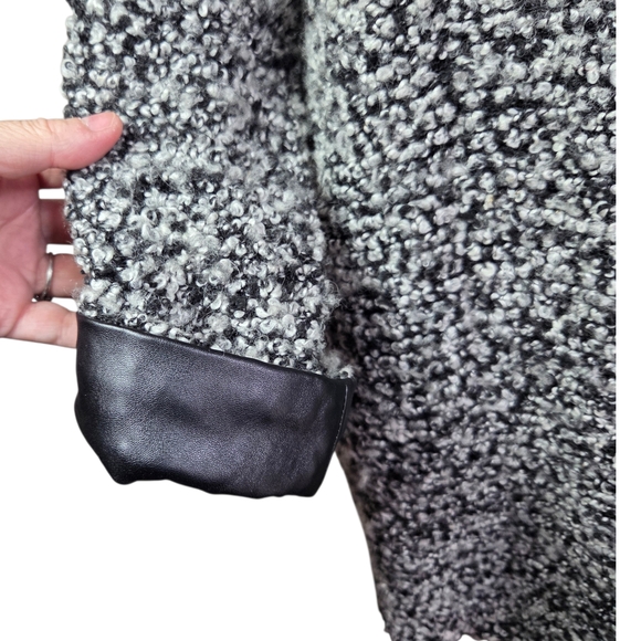 William Rast Flocked Wool Blend Open Cardigan With Leather Look Cuffs Small - Picture 2 of 6